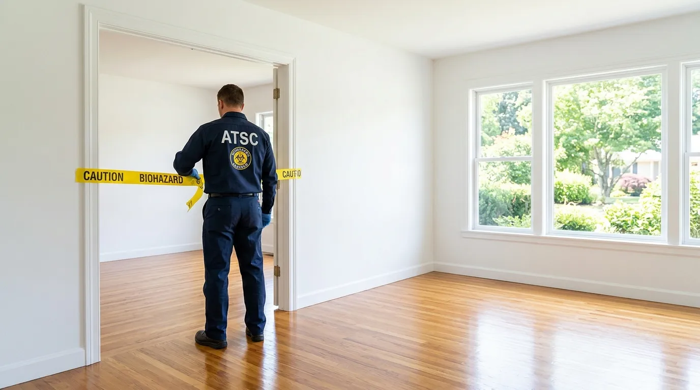 Certified biohazard cleanup crew performing Trauma Scene Cleanup in Seven Oaks